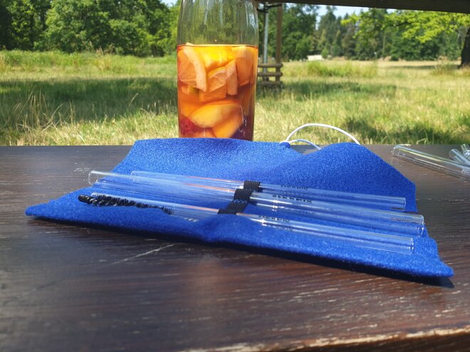 Steeblo set sklenených Straw - modrý