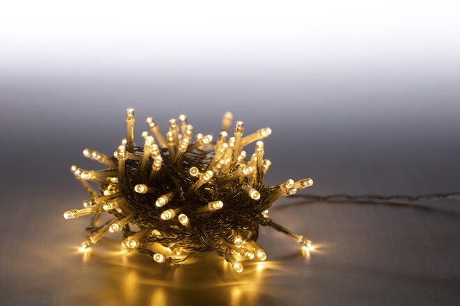 Svetelná reťaz 100 LED (teplá biela + transparent bez svetelných efektov)