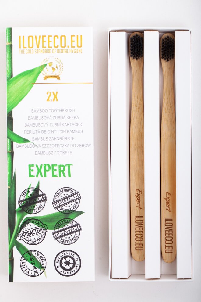 2-dielna Sada bambusových zubných kefiek EXPERT (extra jemné)