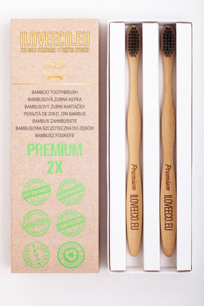 2-dielna Sada bambusových zubných kefiek PREMIUM (extra jemné)