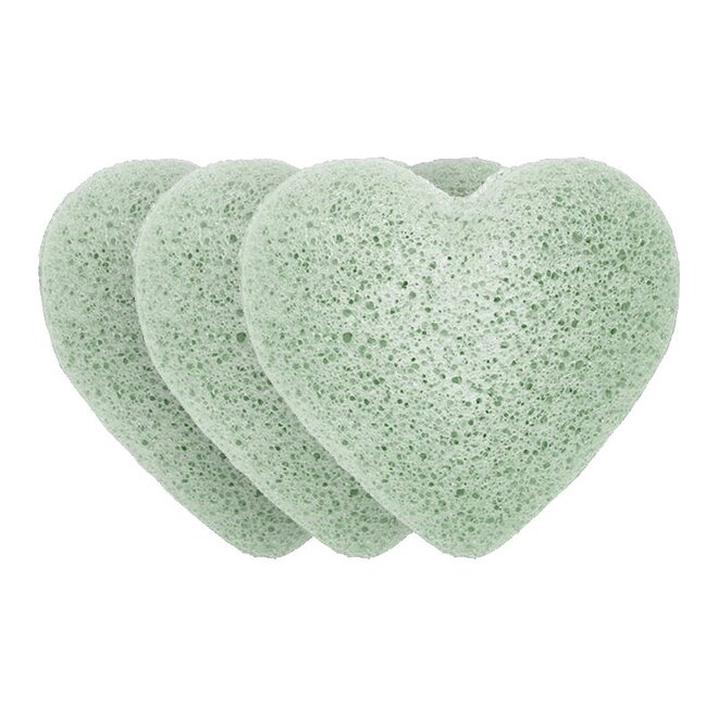 3 x Konjaková hubka na čistenie pleti (srdiečko / aloe)