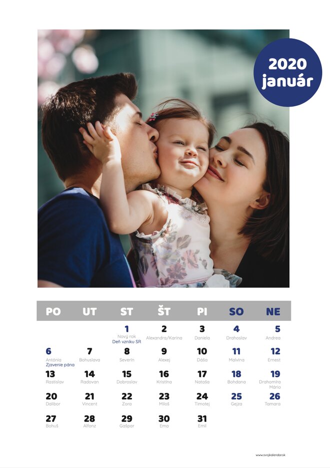 Mesačný kalendár z vlastných fotografií vo formáte A4 / šablóna 15