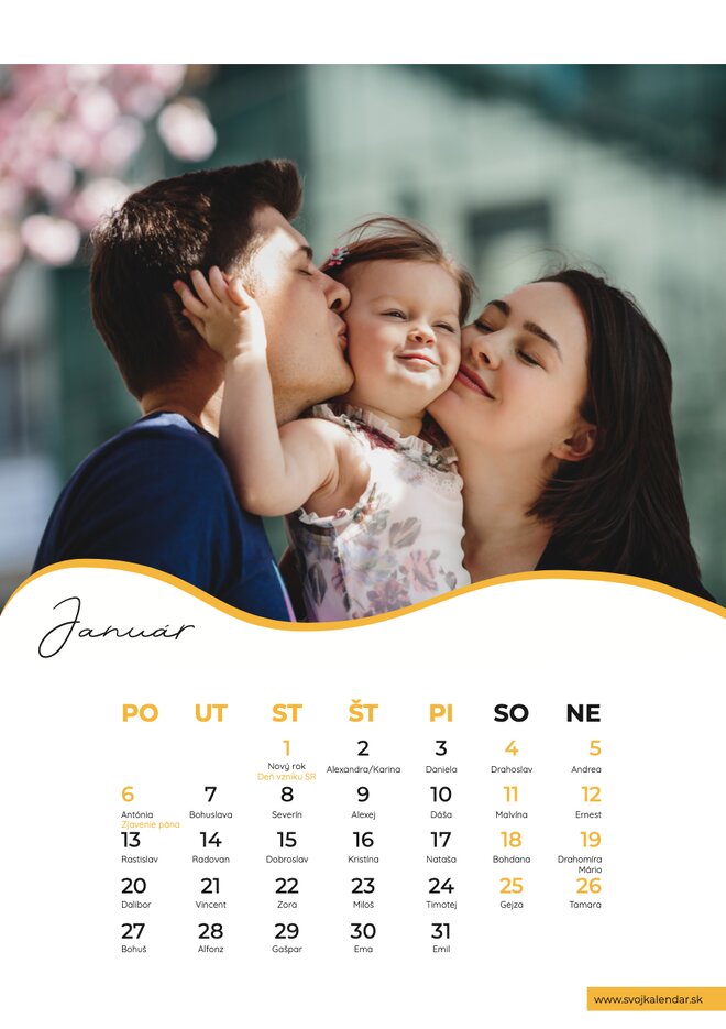 Mesačný kalendár z vlastných fotografií vo formáte A4 / šablóna 17