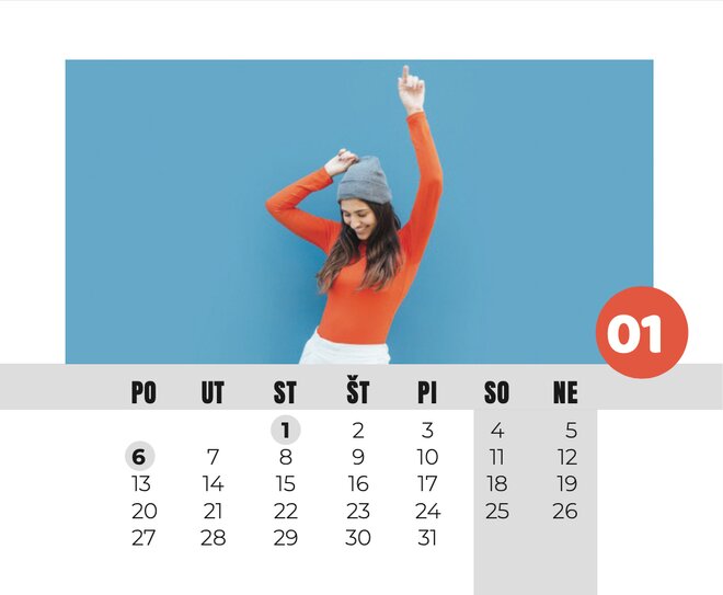 Mesačný kalendár z vlastných fotografií vo formáte A5 / šablóna 10