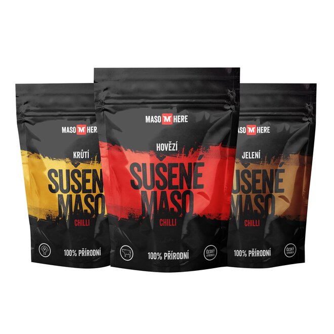 3 x Sušené mäso "Chilli" - Starter Pack (110 g)