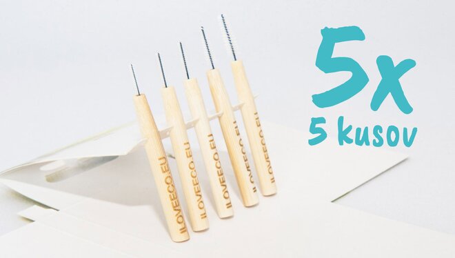 5 x 5 ks Balenie medzizubných bambusových kefiek (extra jemné)