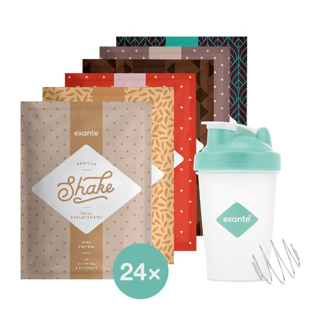 24 x 51 g Shake Exante + SHAKER (keto balíček na 8 dní)