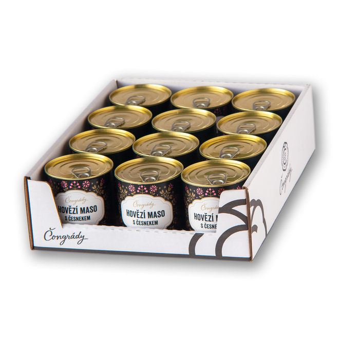 12 x 300 g Hovädzie mäso českej značky Čongrády / s cesnakom