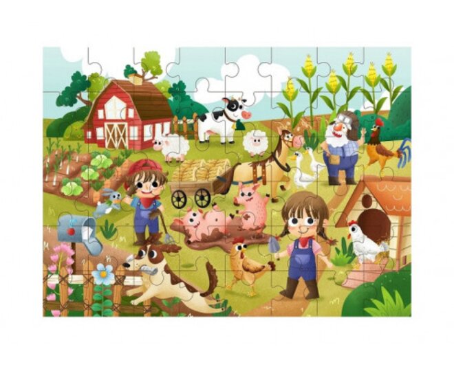 Drevené puzzle s detským motívom (farma)