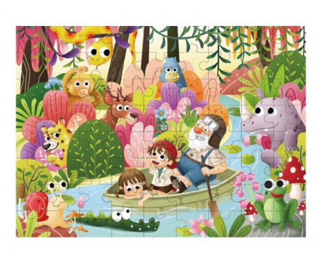 Drevené puzzle s detským motívom (dažďový prales)
