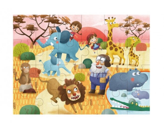 Drevené puzzle s detským motívom (svet džungle)