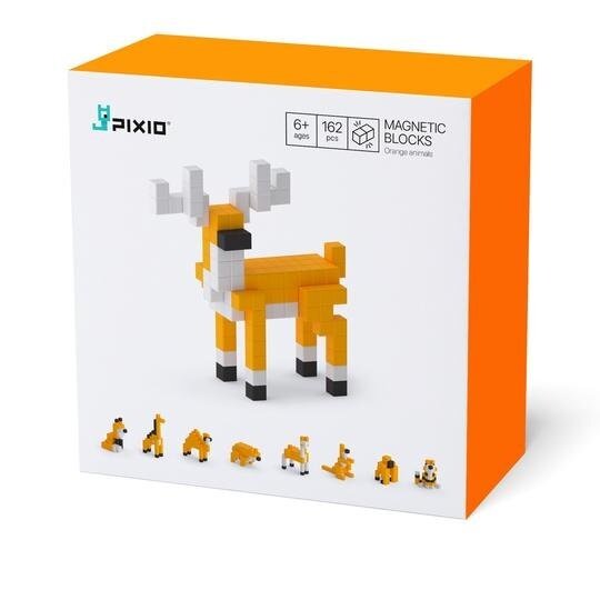 Magnetická stavebnica Pixio "Orange Animals" (162 kociek)