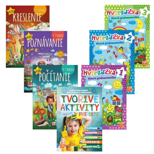 7-dielny Balíček hravých pracovných zošitov pre 4-5 ročné deti + Hviezdička + Tvorivé aktivity