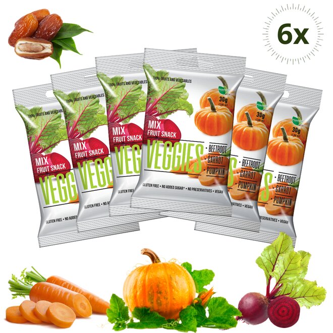6 × 30g Ovocné - zeleninové kocky Veggies - Mix 3 v 1 (180g)