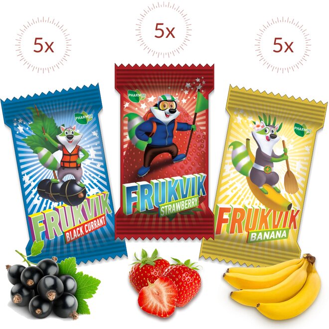 15 x 10g MIX tyčinek FRUKVIK