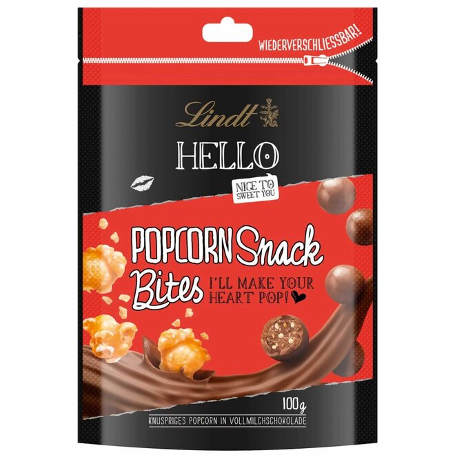 100 g Čokoládové gulôčky Lindt Hello Popcorn Snack Bites