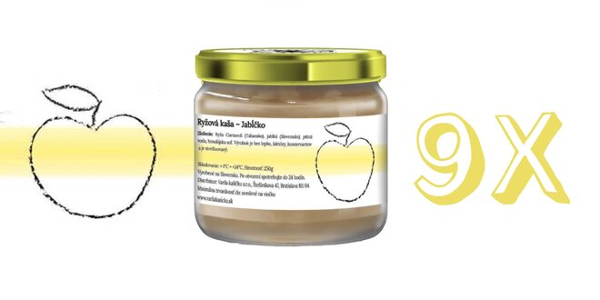 9 x 250 g Balenie lahodných ryžových kaší (jabĺčko)