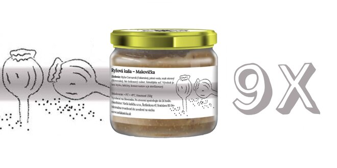 9 x 250 g Balenie lahodných ryžových kaší (Makovička / mak)