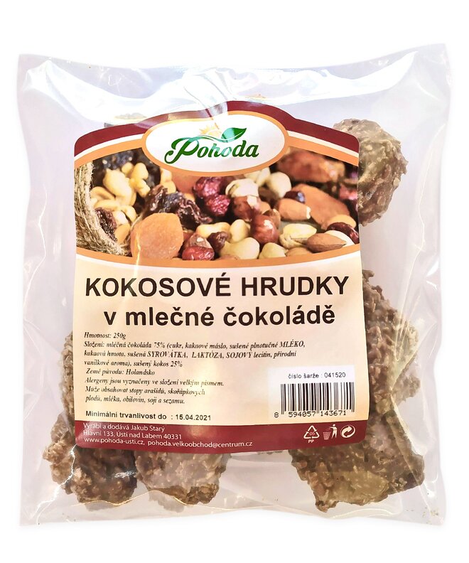 250 g Kokos hrudky v mliečnej čokoláde
