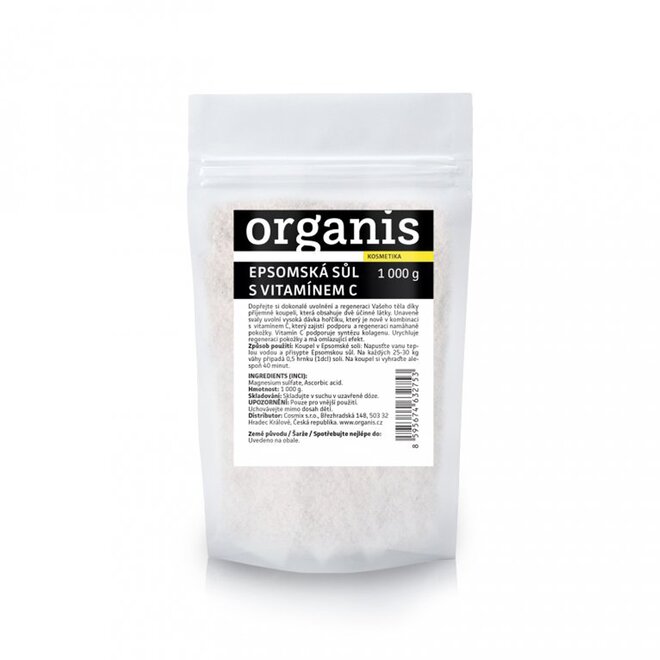 1000 g Epsomská minerálna soľ Organis s vitamínom C