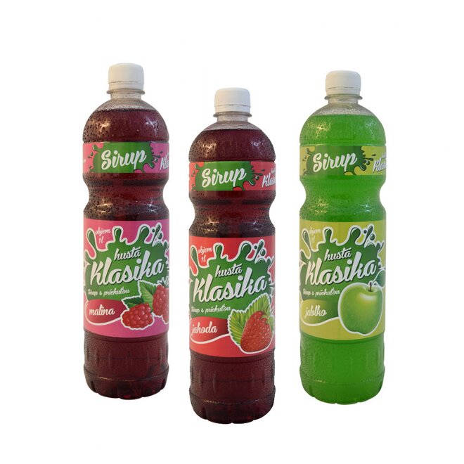 3 x 1 l Sirup slovenskej výroby „Hustá klasika“ (jahoda + malina + jablko)