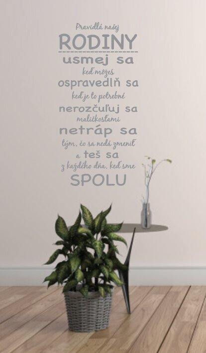 Vyrezávaná samolepka na stenu "Pravidlá našej rodiny,..."