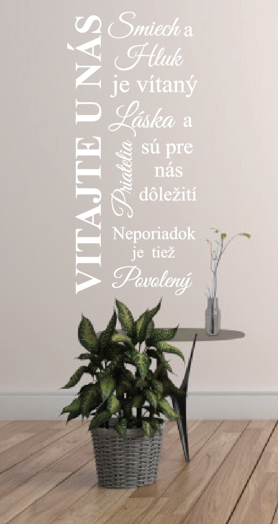 Vyrezávaná samolepka na stenu "Vitajte u nás,..."