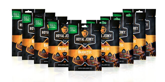 9 x 22 g Balíček prémiového sušeného mäsa Royal Jerky (Barbecue)