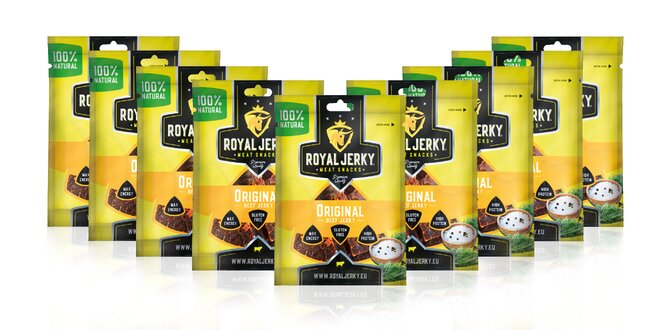 9 x 22 g Balíček prémiového sušeného mäsa Royal Jerky (Original)
