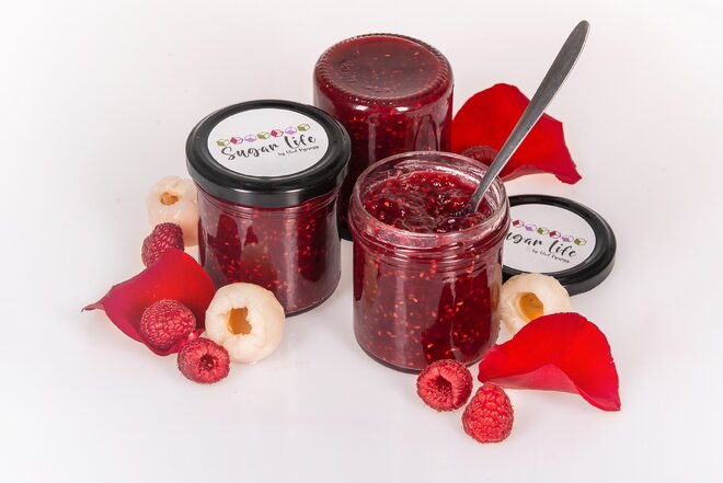 175 g Confiture džem (malina / liči / ruža)