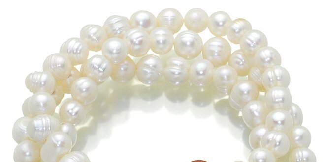 Biely perlový náramok Orchira s tromi farebnými korálkami