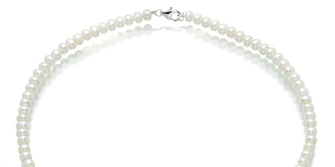 Biely perlový náhrdelník Orchira s malajským nefritom