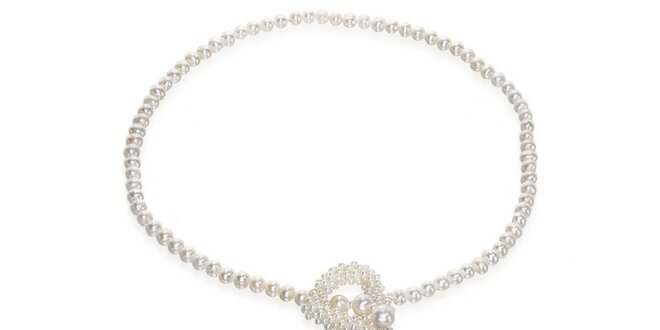 Biely perlový náhrdelník Orchira s perlovým srdcom