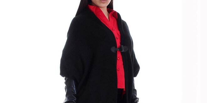 Dámsky kašmírový čierny svetrokabát s vreckami Caramela Fashion