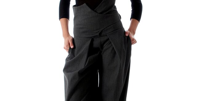 Dámske šedé nohavice so zaväzovaním na chrbáte Caramela Fashion