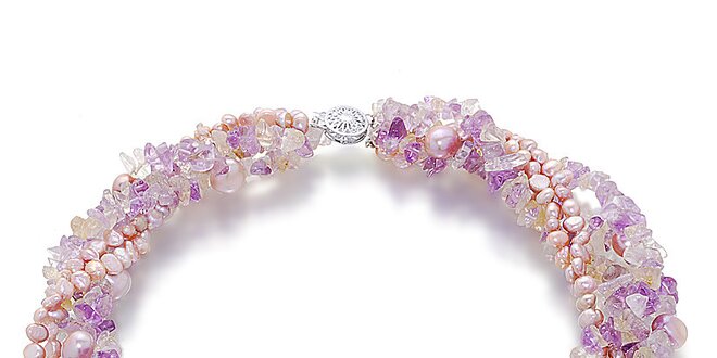 Náhrdelníky Orchira s ružovými a fialovými perlami
