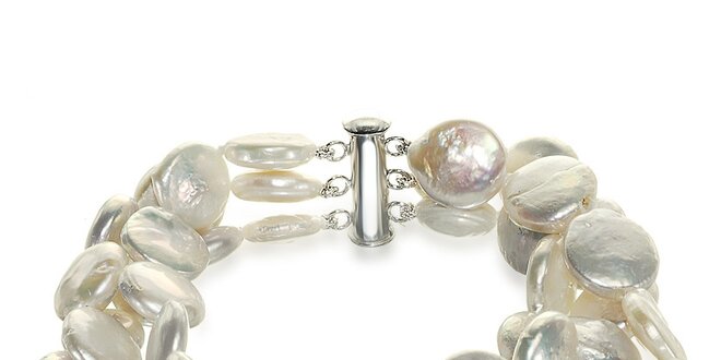 Biely perlový náramok Orchira