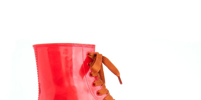 Dámske červené topánky s oranžovými šnúrkami Via Bellucci