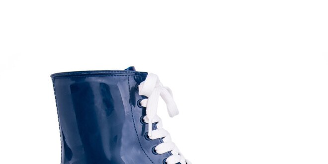 Dámske modré topánky s bielymi šnúrkami Via Bellucci