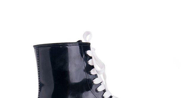 Dámske čierne topánky s bílými šnúrkami Via Bellucci