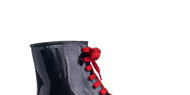 Dámske čierne topánky s červenými šnúrkami Via Bellucci