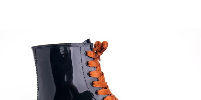 Dámske čierne topánky s oranžovými šnúrkami Via Bellucci