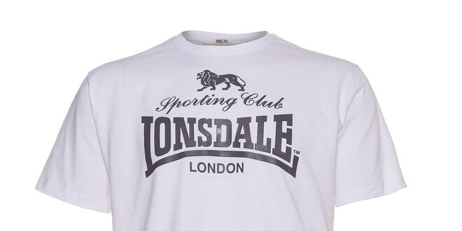 Pánske biele tričko Lonsdale s šedivou potlačou