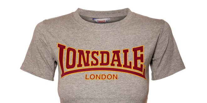 Dámske šedé melírované tričko Lonsdale s semišovou potlačou