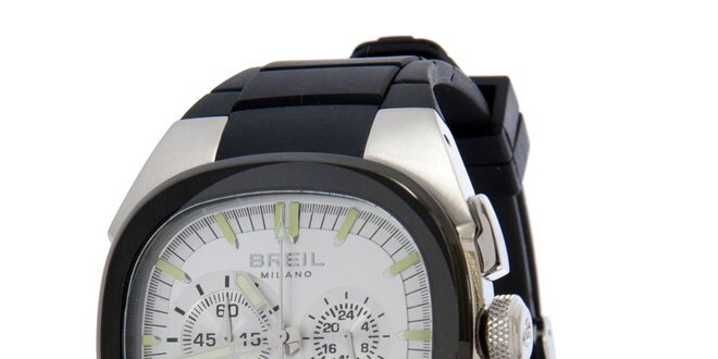 Pánske čierno-strieborné analogové hodinky Breil