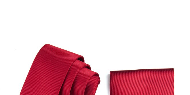 Pánska červená sada - kravata a vreckovka Giorgio di Mare