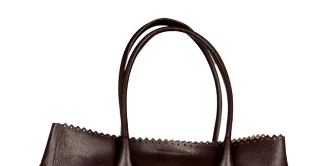 Dámska tmavo hnedá kabelka s ozdobným lemom Made in Italia