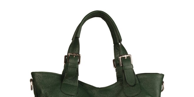 Dámska kožená zelená kabelka Made in Italia