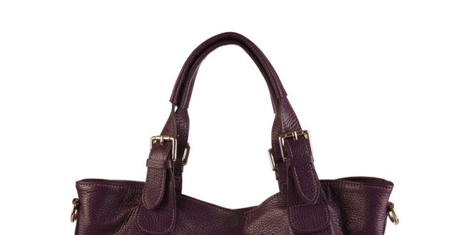Dámska kožená fialová kabelka Made in Italia