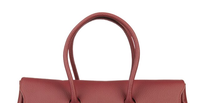 Dámska červená kožená kabelka Made in Italia